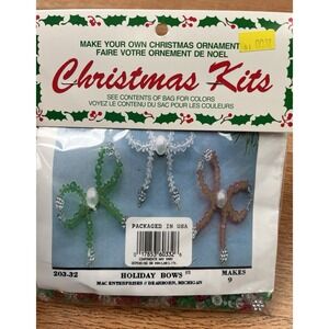 Vintage Make Your Own Christmas Ornaments Kit by Merri Mac, Holiday Bows NEW